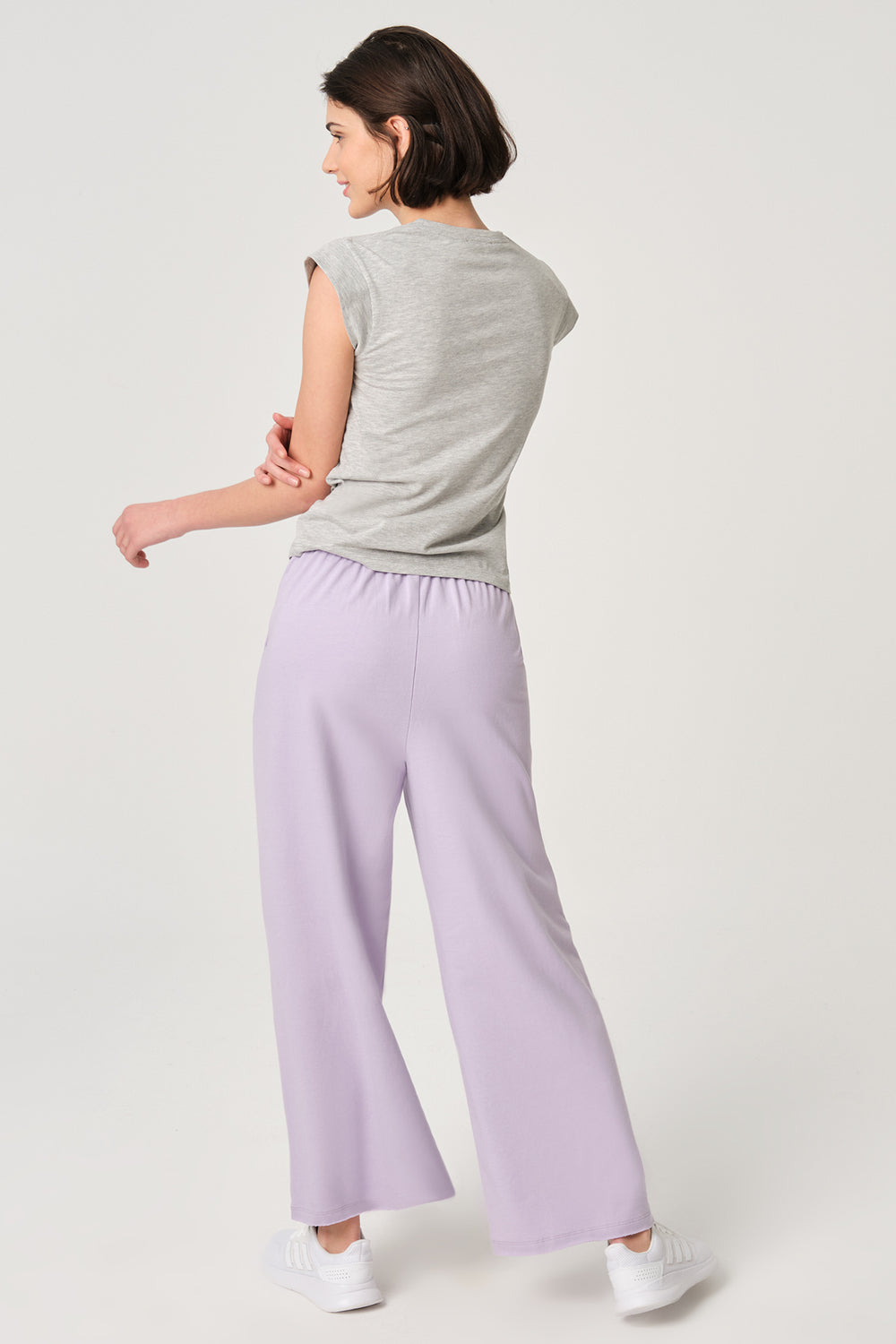 Gri Melanj Bisiklet Yaka Kolsuz T-Shirt