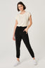 Siyah Lastik Paça Beli Bağcıklı Pantolon