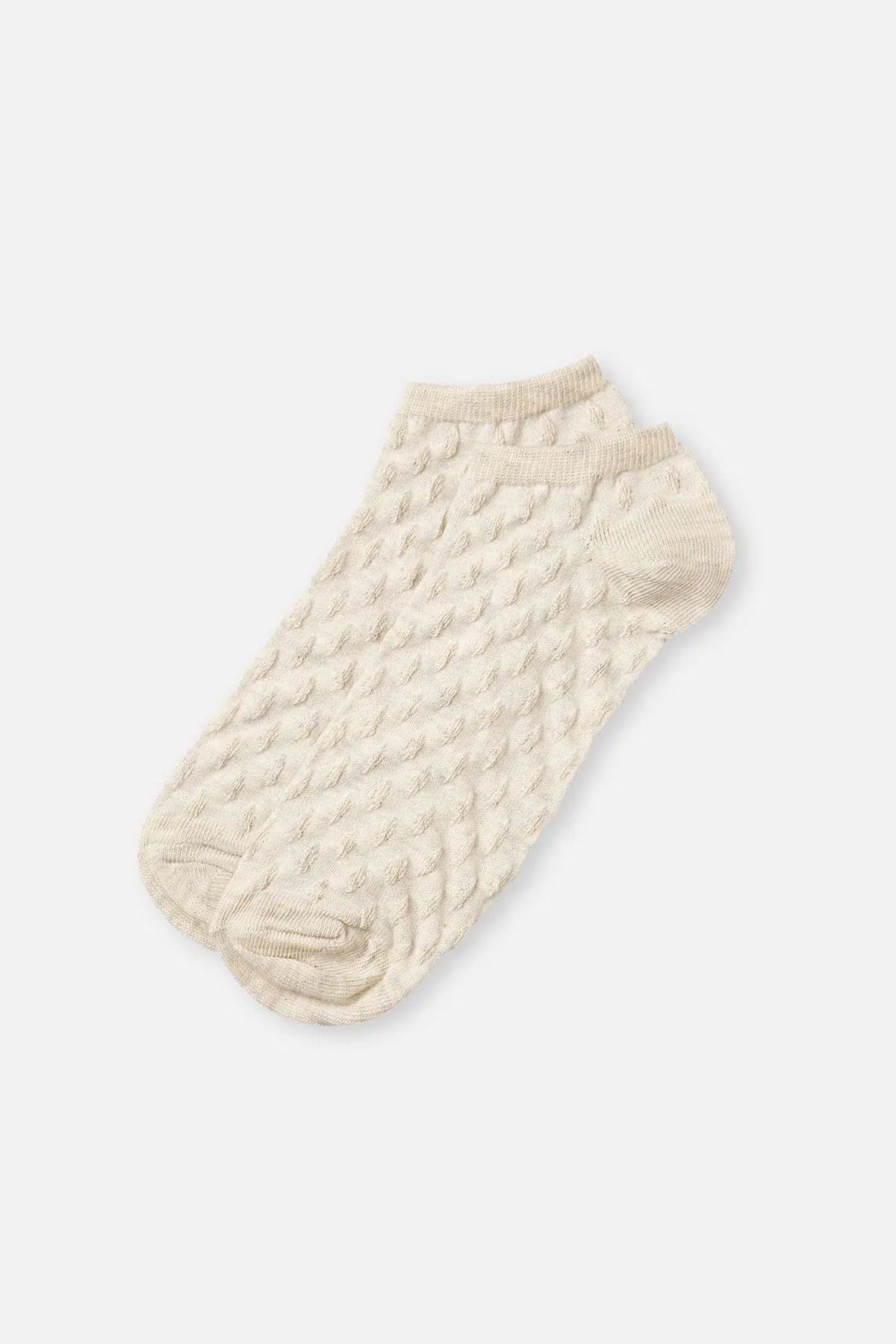 Ekru Melanj Kadın Dokulu Patik Çorap