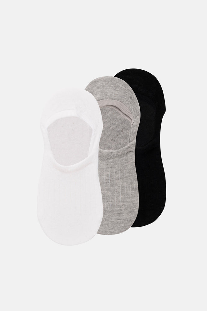 KADIN 3'LÜ ÇİZGİ DOKU GÖRÜNMEZ ÇORAP