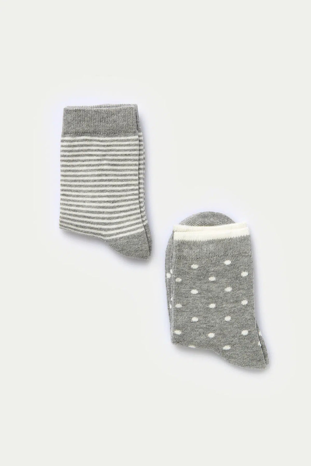 Gri Melanj-Ekru C1020 Kız Çocuk Pam.Çizgili 2'Li Çorap