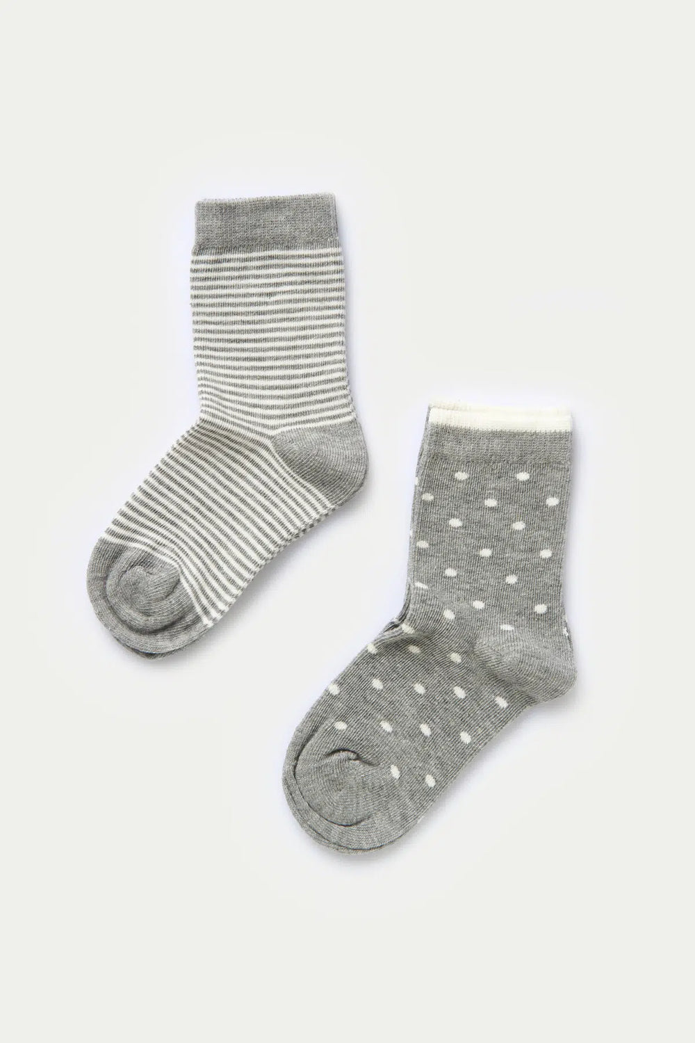 Gri Melanj-Ekru C1020 Kız Çocuk Pam.Çizgili 2'Li Çorap