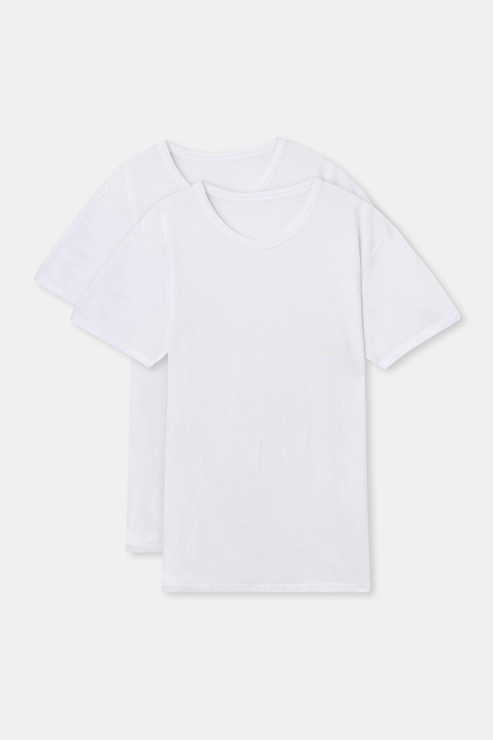Beyaz Sıfır Yaka Erkek 2'li T-Shirt