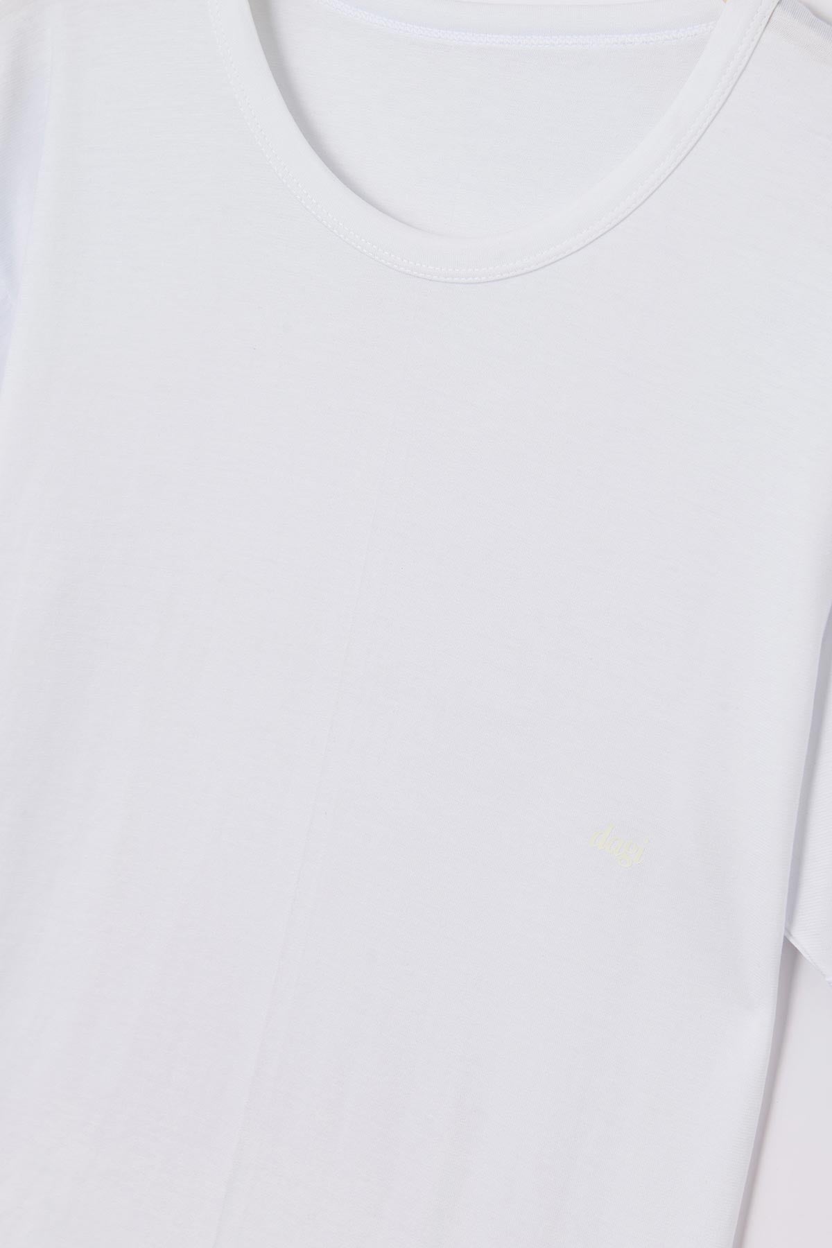Beyaz Sıfır Yaka Erkek 2'li T-Shirt