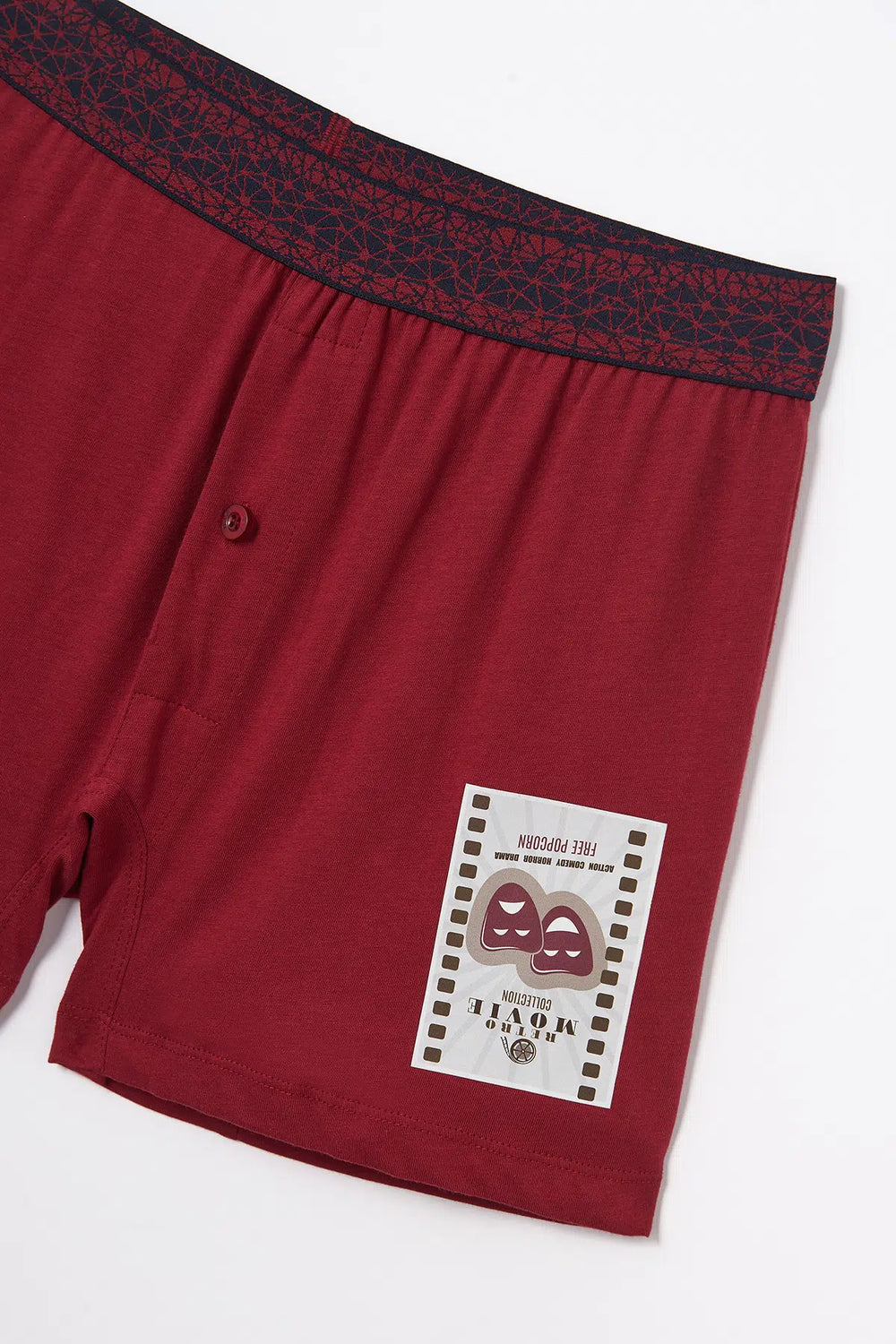 Bordo Baskılı Pamuklu Boxer