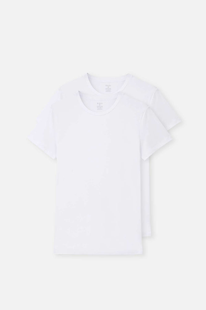 Beyaz Compact O Yaka 2'li T-Shirt
