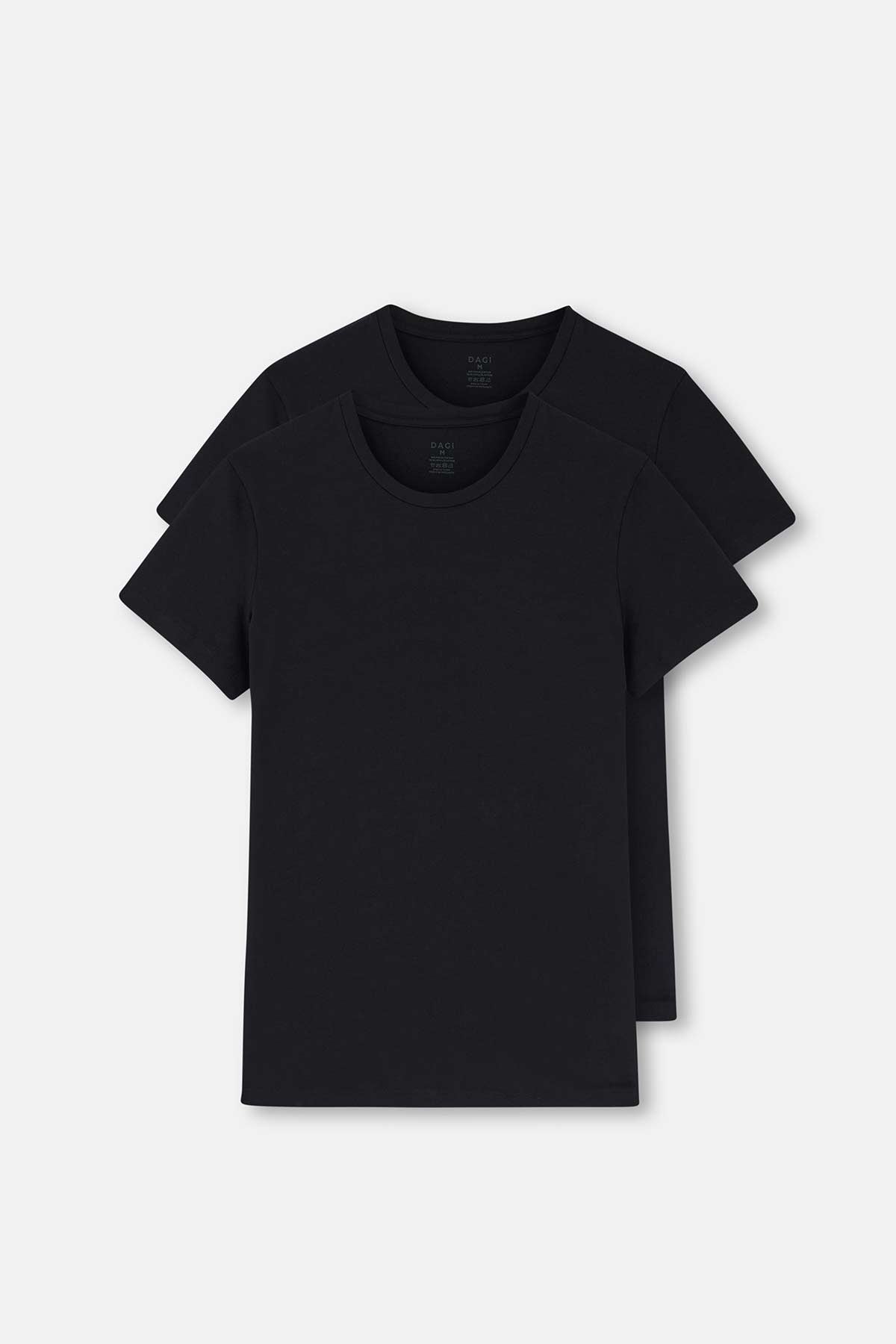 Siyah Compact O Yaka 2'li T-Shirt