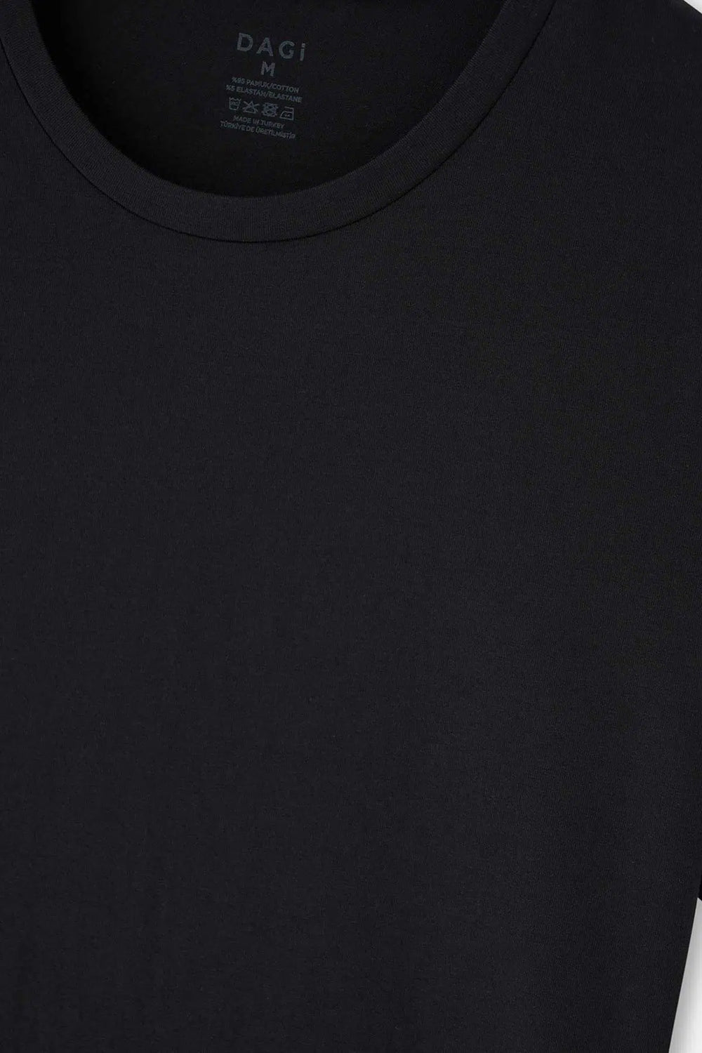 Siyah Compact O Yaka 2'li T-Shirt
