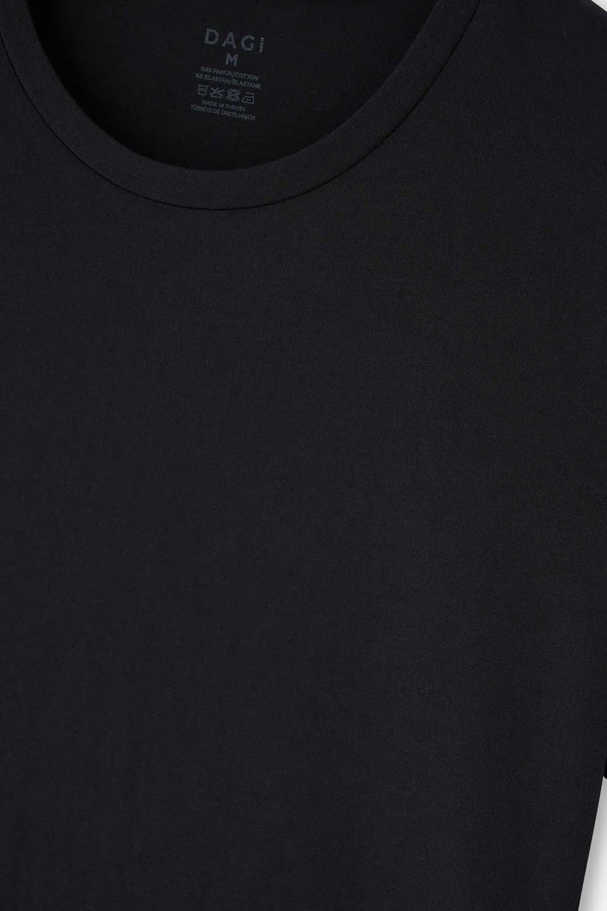 Siyah Compact O Yaka 2'li T-Shirt