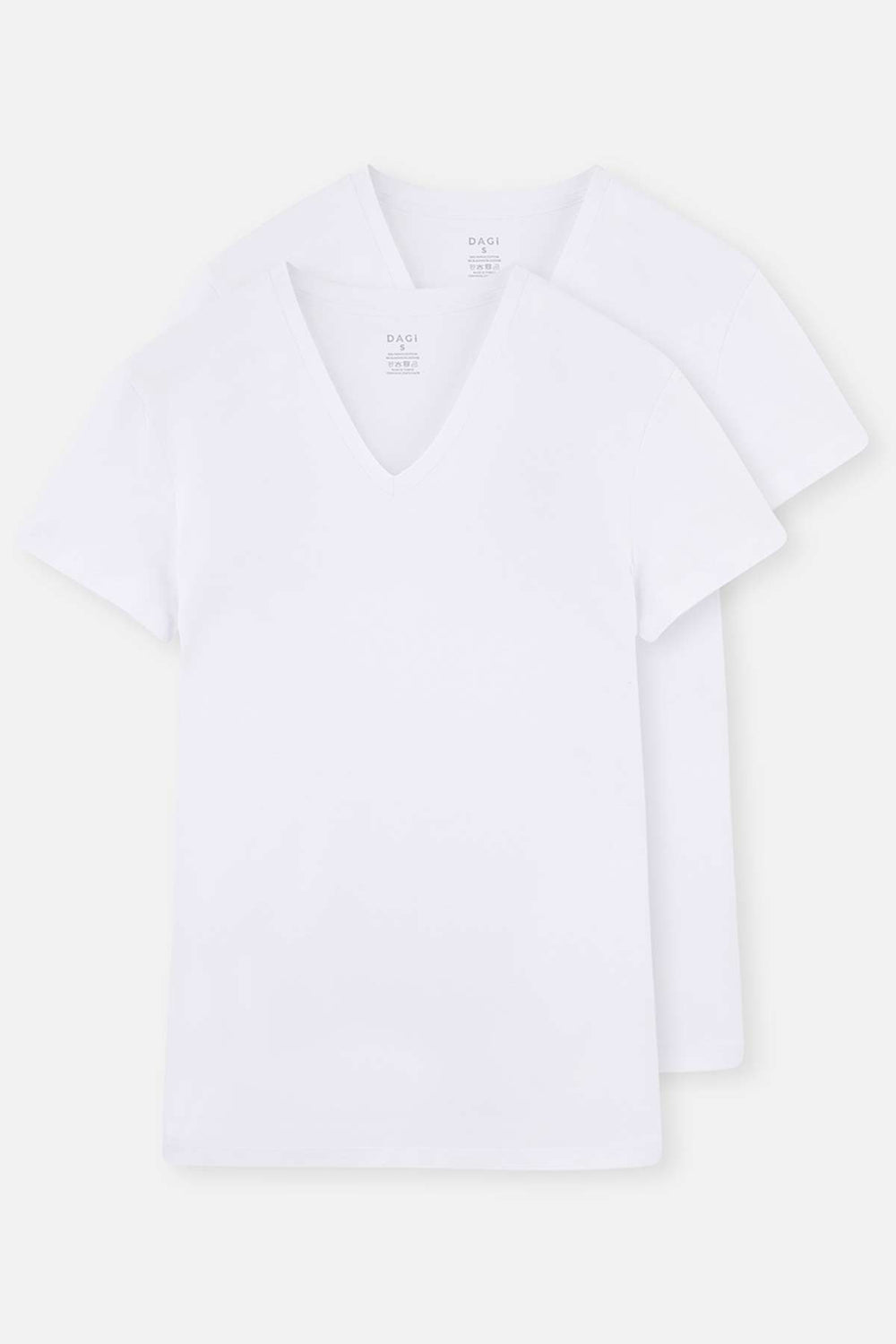 Beyaz Compact V Yaka Fanila 2'li T-Shirt