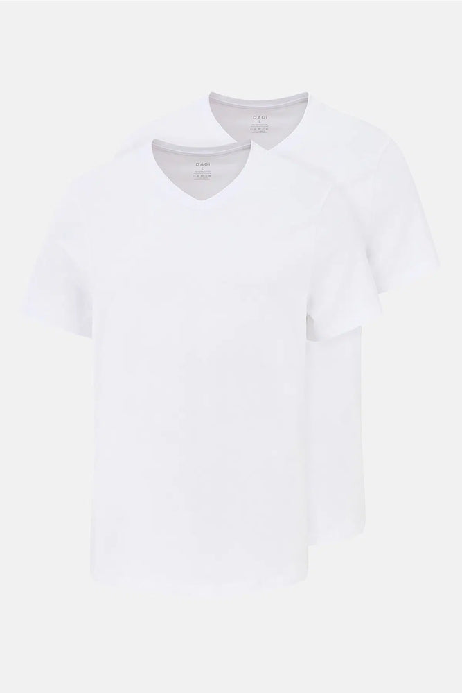 Beyaz Compact V Yaka Fanila 2'li T-Shirt