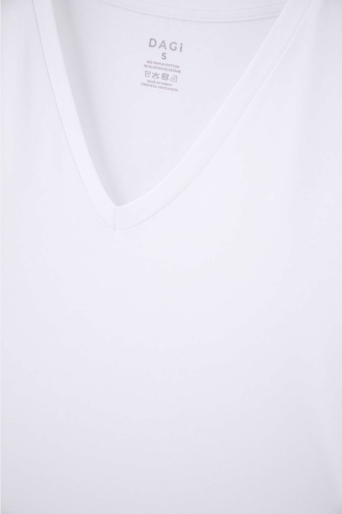 Beyaz Compact V Yaka Fanila 2'li T-Shirt