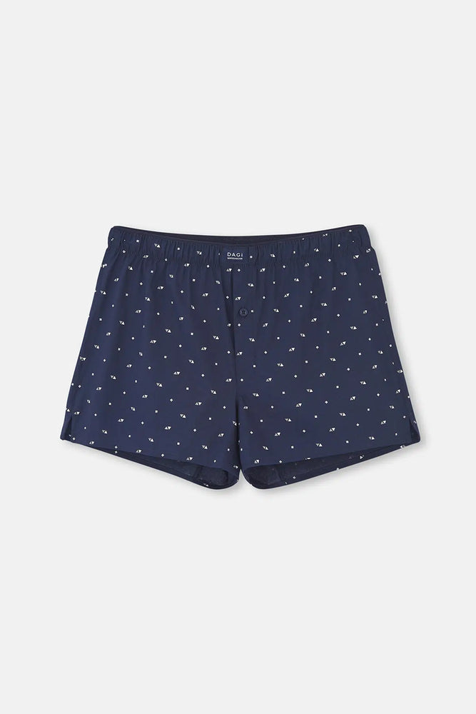 Lacivert Desenli Poplin Lyc Boxer