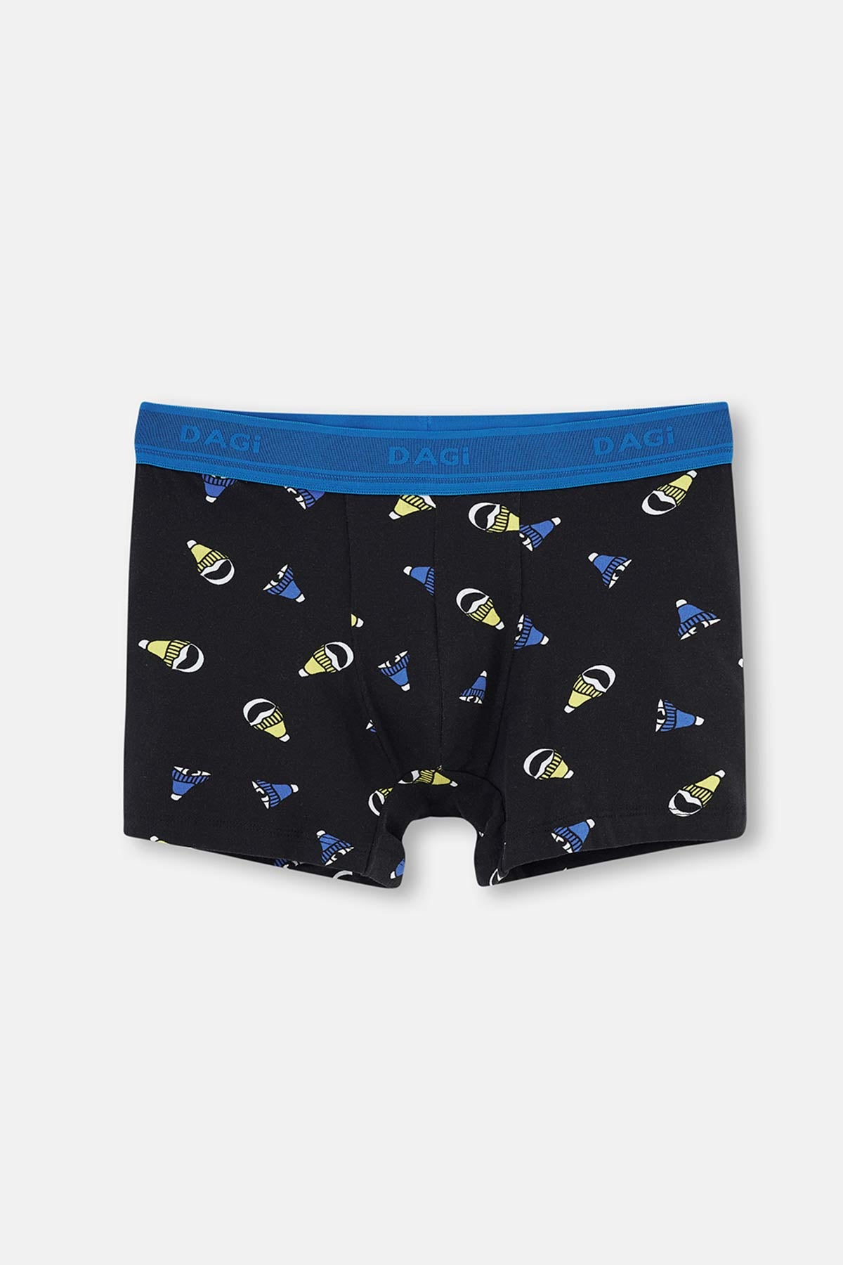 Siyah Saks Compact Şapka Desenli Boxer