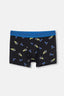 Siyah Saks Compact Şapka Desenli Boxer