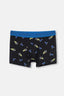 Siyah Saks Compact Şapka Desenli Boxer