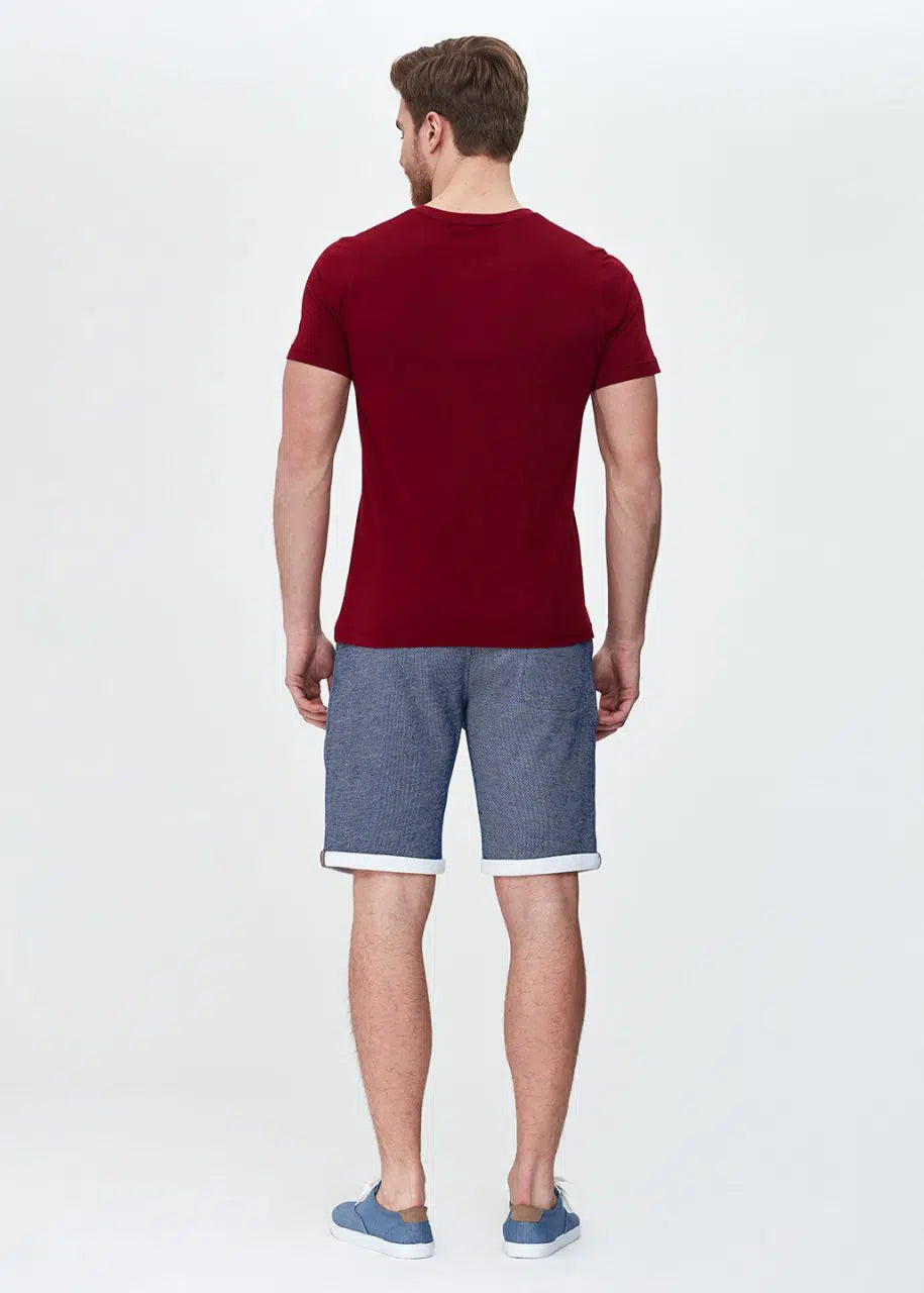 Bordo Mod.V Yaka T-Shırt