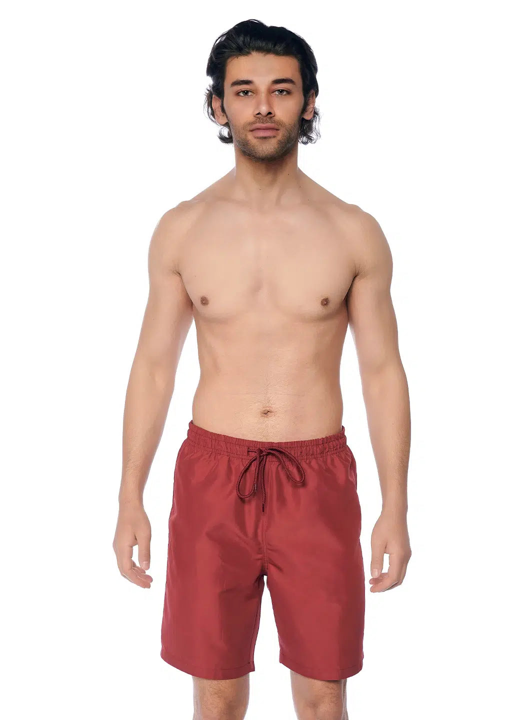 Bordo Micro Orta Düz Erkek Deniz Şortu