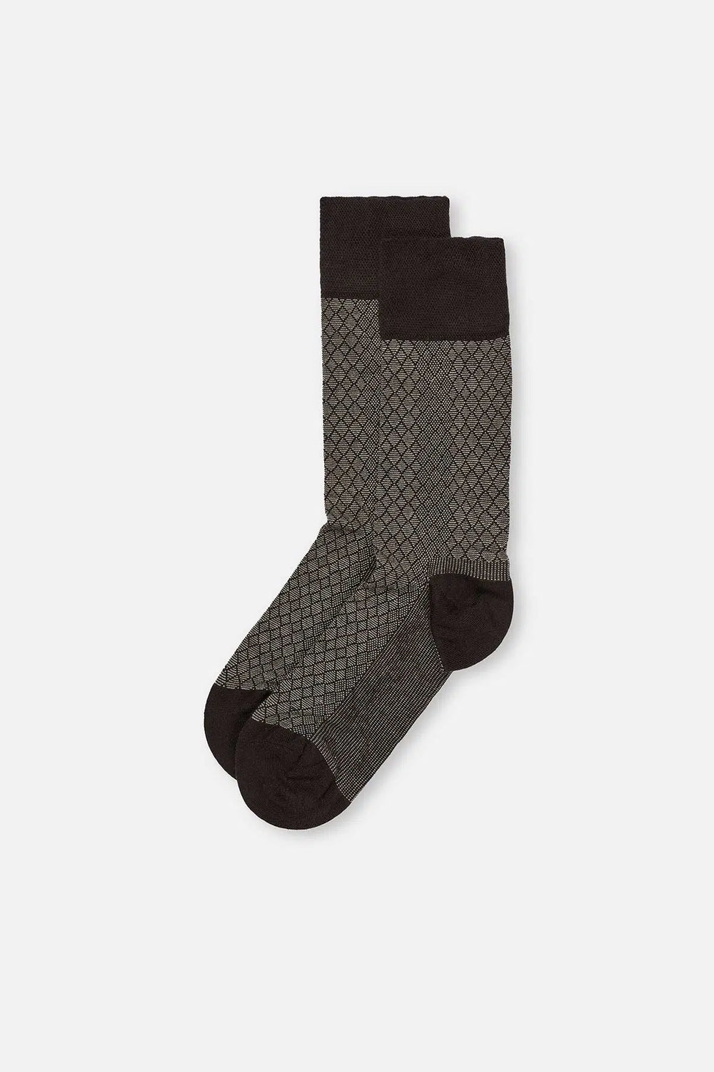 Kahve Erkek Bambu Küçük Ekose Desen Soket Çorap