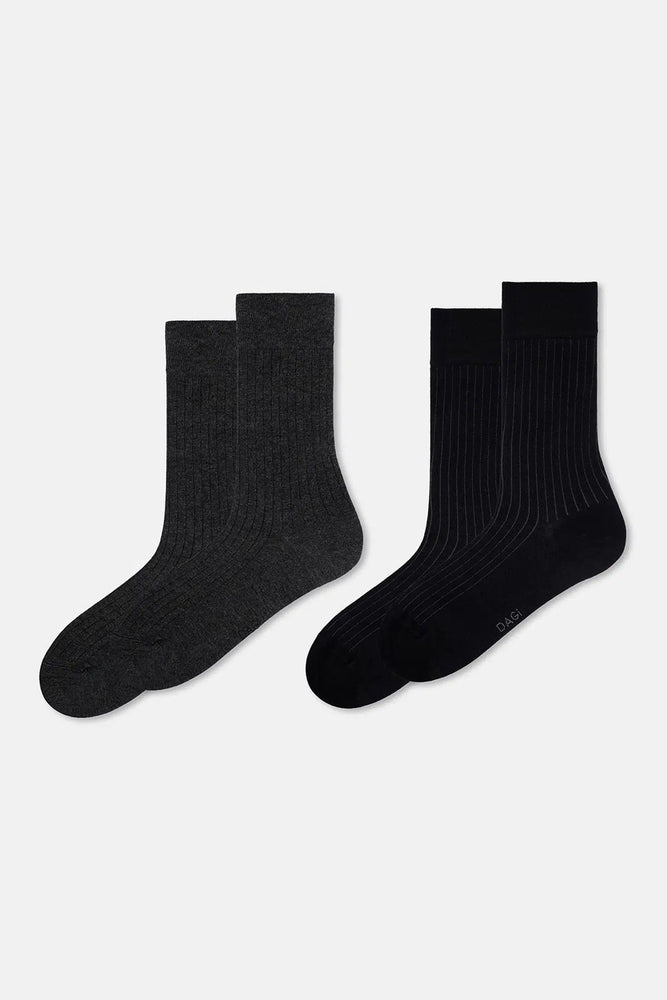 ERKEK 2'Lİ  ÇİZGİ DESEN BAMBU ÇORAP