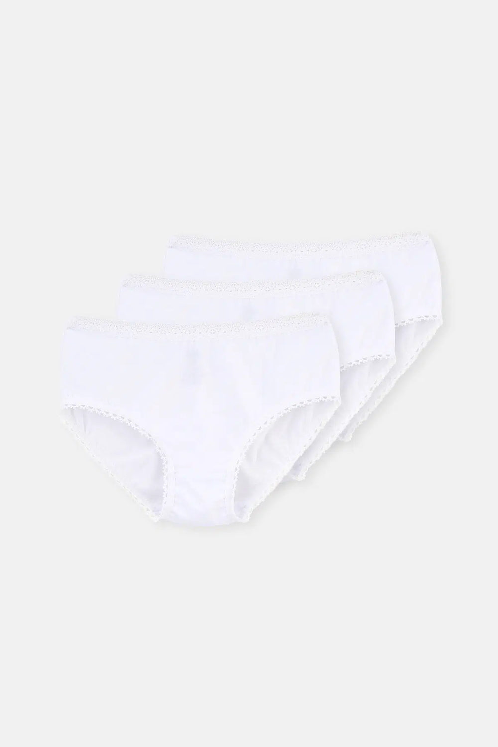 Beyaz 3'lü Penye Kız Çocuk Slip Külot