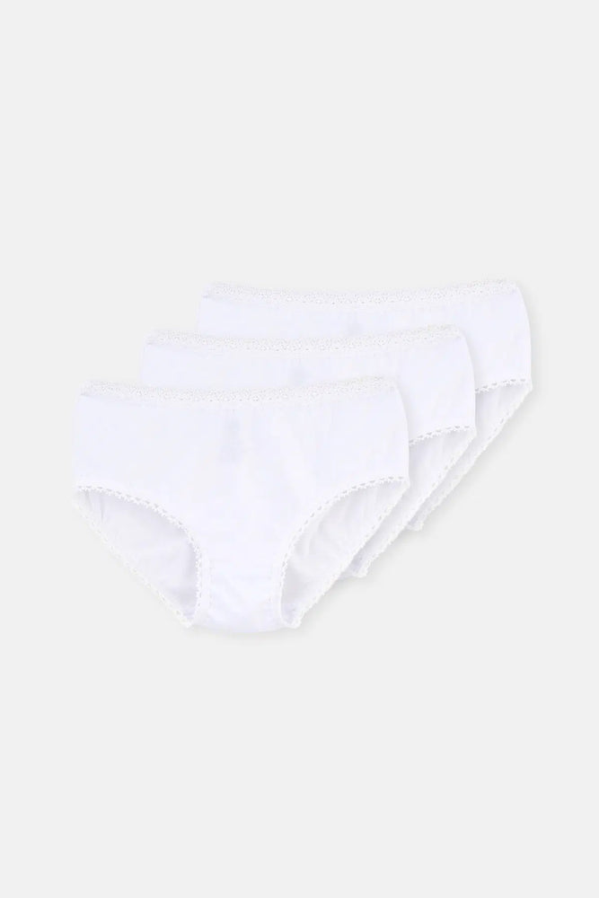 Beyaz 3'lü Penye Kız Çocuk Slip Külot
