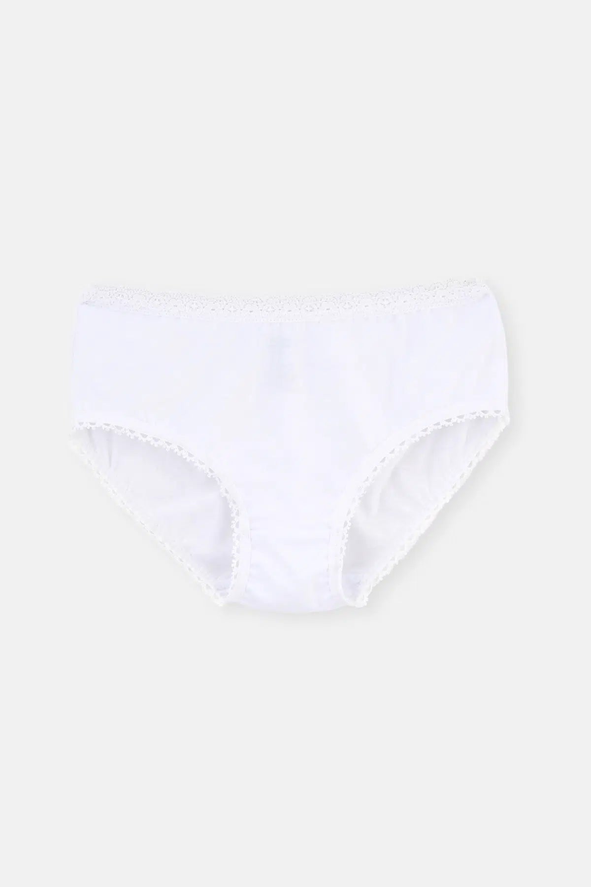 Beyaz 3'lü Penye Kız Çocuk Slip Külot