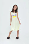 Sarı Kız Çocuk Modal Limon Baskılı Empirime Kolsuz Gecelik