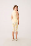 Sarı Kız Çocuk O Yaka Ananas Desen Modal Epirme Kısa Kol Kapri Takımı