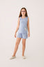 Mavi Melanj Kız Çocuk O Yaka Kolsuz Şort Takımı