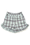 Yeşil Kız Çocuk Modal Ekoseli Kare Yaka Askılı Şort Takımı