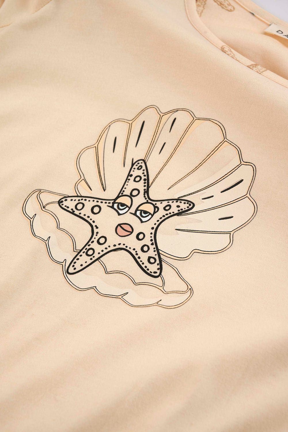 Sarı Kız Çocuk Deniz Yıldızı Eteği Fırfırlı Gecelik