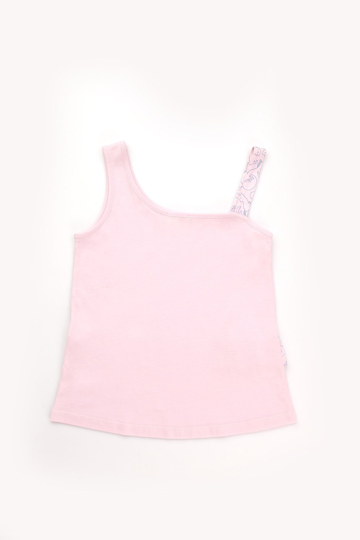 Pembe Kız Çocuk Kedili Askılı Şort Takımı