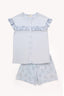 Mavi Kız Çocuk Köpekli Gömlek Şort Takımı