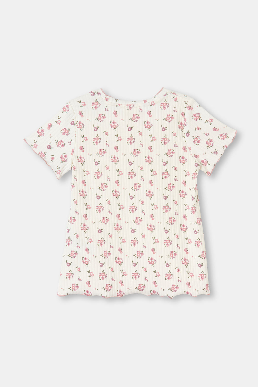 Ekru Sıfır Yaka Çiçekli Şort Takım