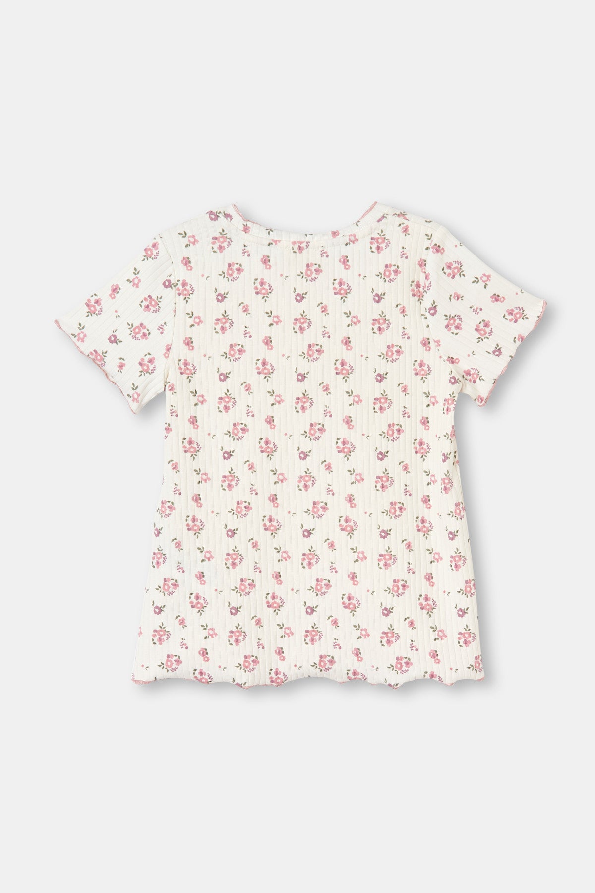 Ekru Sıfır Yaka Çiçekli Şort Takım