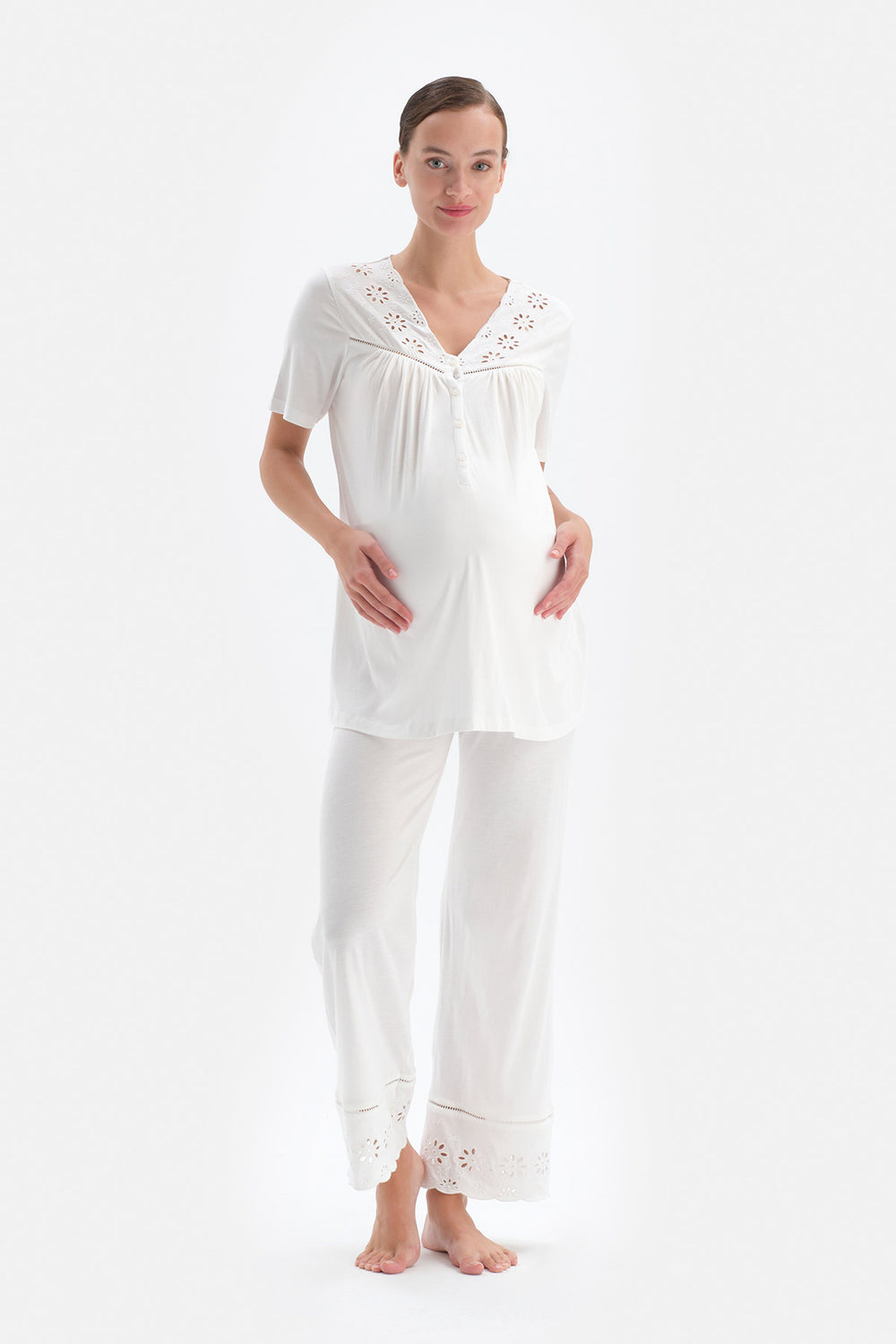 Beyaz Modal Hamile Pijama Altı