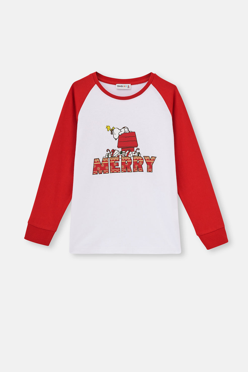 Kırmızı Kız Çocuk Snoopy Baskılı Lisanslı Pamuk Pijama Takımı