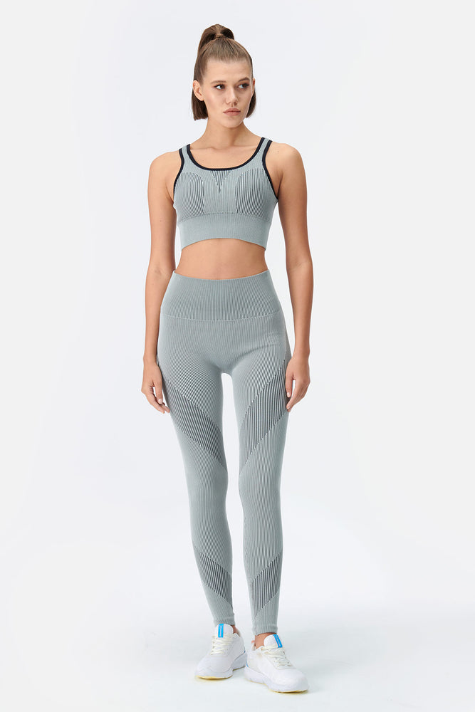Beyaz Dagi Active Seamless Çizgili Kadın Spor Tayt