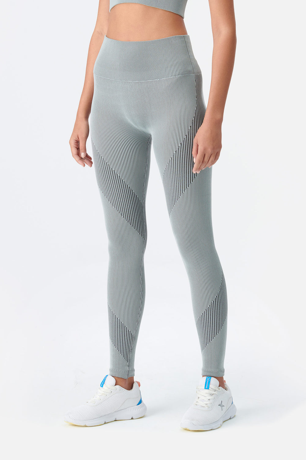 Beyaz Dagi Active Seamless Çizgili Kadın Spor Tayt